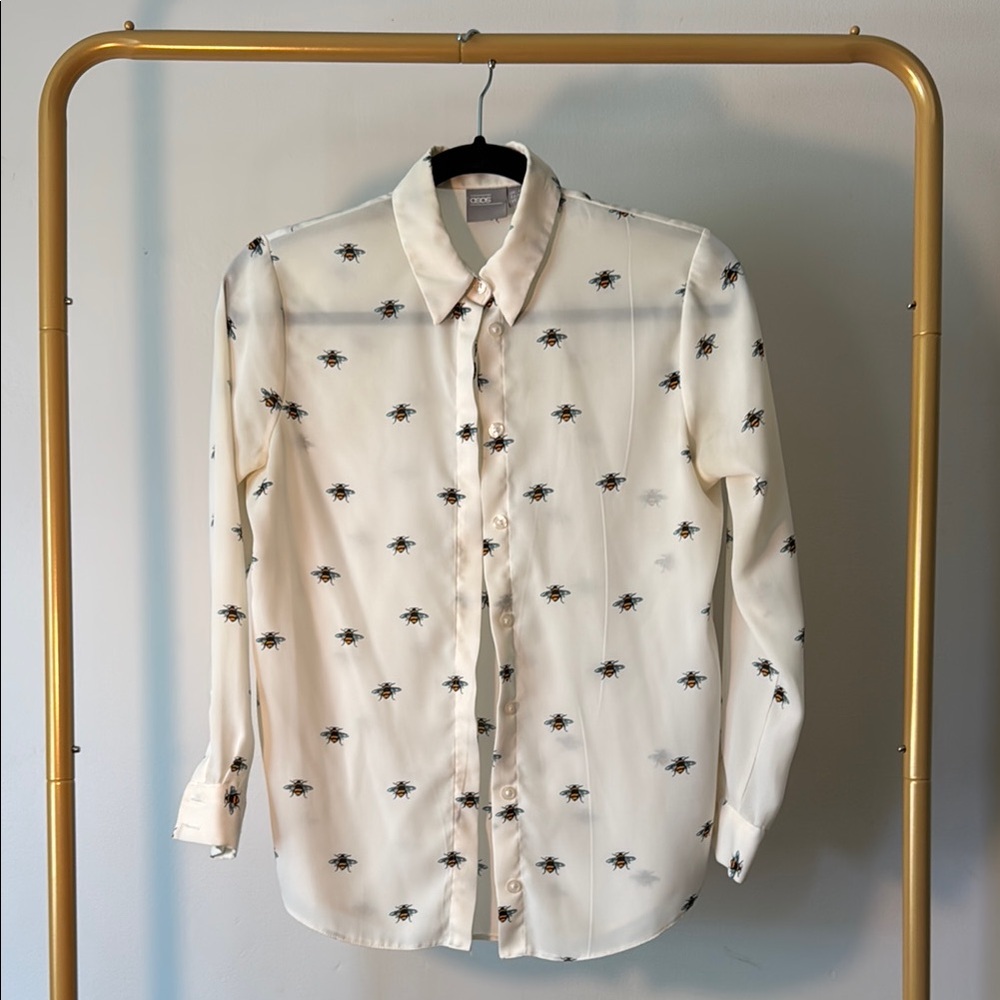 Bee Print Button Down Shirt